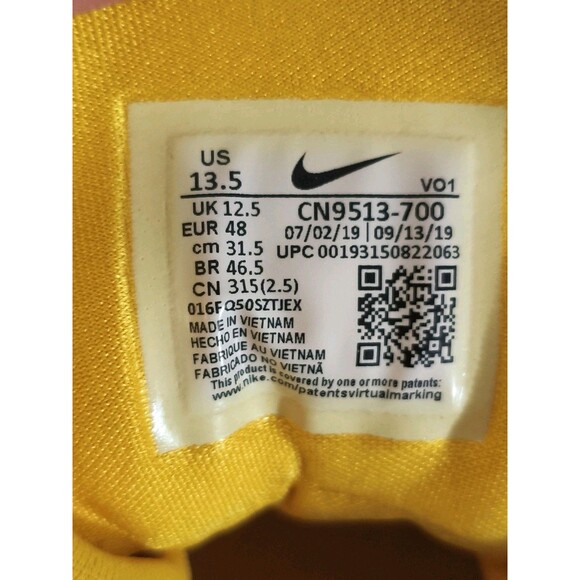Nike Air PG 3 TB Paul George Mens Size‎ 13.5 Yellow CN9513-700 Basketball main image 7